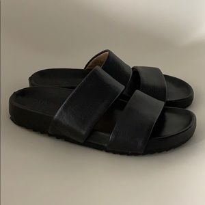 Naturalizer black leather slides